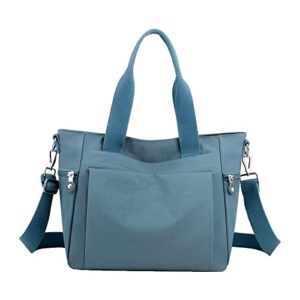 bingone female multi-color large-capacity tote bag, women fashion handbag waterproof canvas design for wallet, cell phones (blue)
