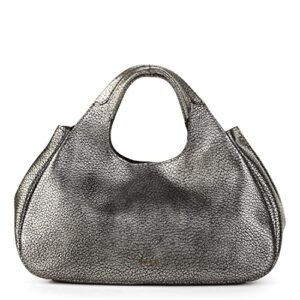 the sak rylan mini satchel in leather, convertible purse with adjustable crossbody strap, dark silver
