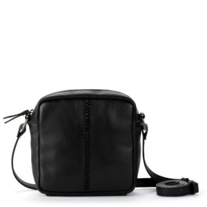 the sak maisie square crossbody in leather, adjustable strap, black