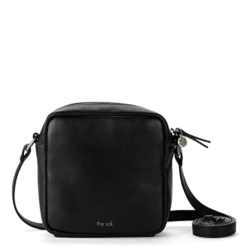 The Sak Maisie Square Crossbody in Leather, Adjustable Strap, Black