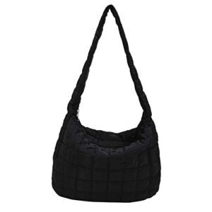 castnich puffer tote bag for women large quilted crossbody tote bag winter handbag down cotton padded shoulder bag for women