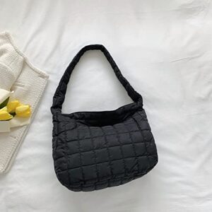 CASTNICH Puffer Tote Bag for Women Large Quilted Crossbody Tote Bag Winter Handbag Down Cotton Padded Shoulder Bag for Women