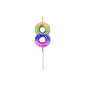 birthday candles numeral 8 gradient rainbow colors number candles wax cake topper decoration for any celebration