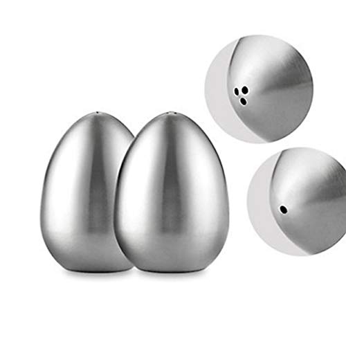 BESTonZON Stainless Steel Salt And Pepper Shakers Easter Egg Shape Spices Jars Bottles Seasoning Containers Condiment Pot for Easter Home Kitchen Decor(3 Holes)