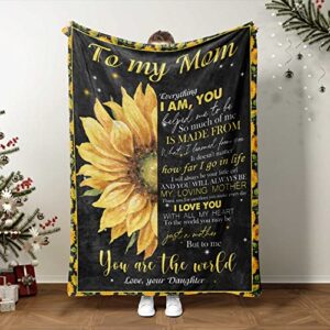 pavo gifts for mom throw blanket, sunflower mom gift from daughter, birthday gifts for mom unique, best mom ever gifts for anniversary, christmas, valentines day, soft bed blanket for mom – new