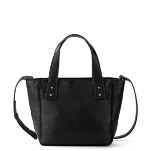 the sak liv satchel in leather, large purse with removable, convertible straps, black