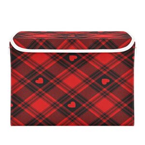 alaza valentine red black buffalo plaid storage bins box collapsible cubes container basket for office bedroom home decor shelf closet