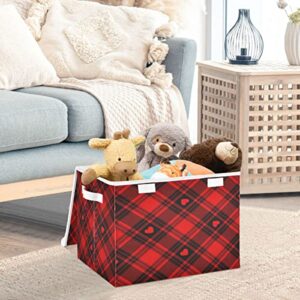 ALAZA Valentine Red Black Buffalo Plaid Storage Bins Box Collapsible Cubes Container Basket for Office Bedroom Home Decor Shelf Closet