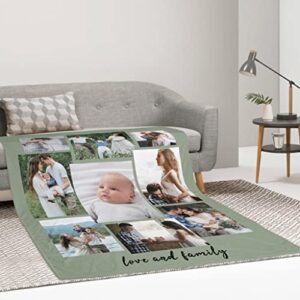 DIYKST Custom Blanket Memorial Gifts with Photo Text:Made in USA,Photos Collage Customized Blankets Personalized Throw Blanket Using My Own Pictures for Family,Mom,Dad,Friends,Wife or Lover - 4 Sizes