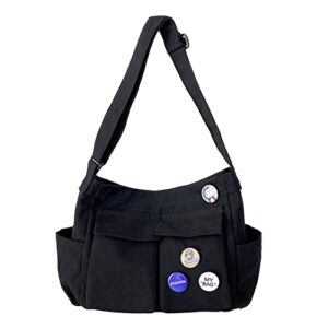 canvas messenger bag large hobo crossbody bag with multiple pockets canvas shoulder tote bag handbag for women and men