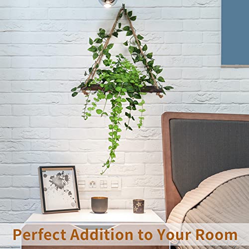 Kmise Hanging Shelves 2 Sets for Boho Wall Decor,Artificial Ivy LED-Strip Floating Shelves for Bedroom Bathroom Living Room Nursery Hallway Decor,for Hanging Plants Photos