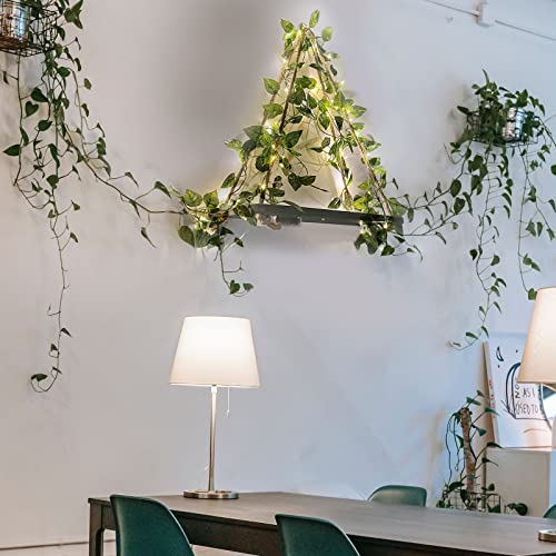 Kmise Hanging Shelves 2 Sets for Boho Wall Decor,Artificial Ivy LED-Strip Floating Shelves for Bedroom Bathroom Living Room Nursery Hallway Decor,for Hanging Plants Photos