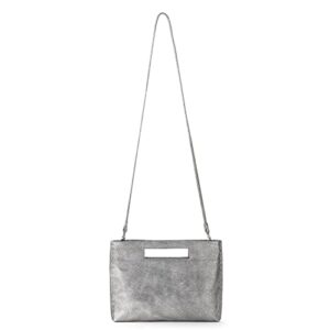 The Sak Linden 3-in-1 Convertible Crossbody Bag in Crochet, Adjustable Multi Use Strap, Dark Silver