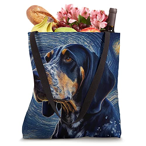 Bluetick Coonhound in Starry Night Painting Dog Mom Dad Tote Bag