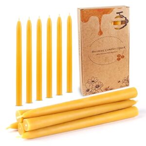 Beeswax Taper Candles Beeswax Candlesticks 8" 12Pack Handmade of 100% Pure Beeswax Tapers for Home Decoration