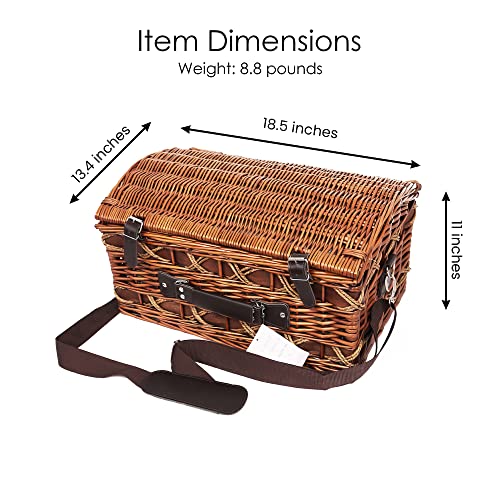 4-Person Picnic Basket Set with Complete Dinnerware - Ideal for Camping, Beach, Park, and Hiking Adventures