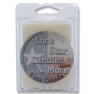 pina colada, lone star candles & more’s premium strongly scented hand poured wax melts, a blend of sweet coconut and pineapple juice, usa made in texas, 12 wax cubes, 2-pack