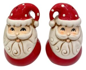 christmas santa claus salt & pepper shakers | finely glazed ceramic finish | santa claus red & white