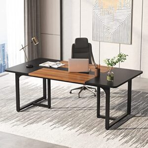 tribesigns 70.86″ executive desk, large office computer desk with strong metal frame, wooden workstation business furniture, 8 people rectangle conference table for home office