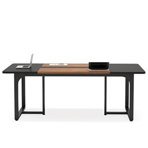 Tribesigns 70.86" Executive Desk, Large Office Computer Desk with Strong Metal Frame, Wooden Workstation Business Furniture, 8 People Rectangle Conference Table for Home Office