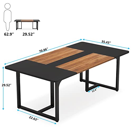 Tribesigns 70.86" Executive Desk, Large Office Computer Desk with Strong Metal Frame, Wooden Workstation Business Furniture, 8 People Rectangle Conference Table for Home Office