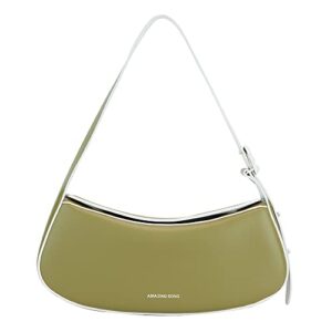 amazing song small shoulder bag for women, leather purse designer top handle bag handbags satchel (olive green)