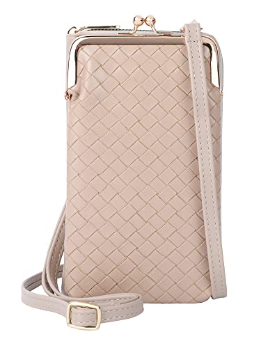 Fanaztee Women's Small Crossbody Shoulder Handbag Mini Woven Cellphone Clutch Bags Wallet Purse for Women