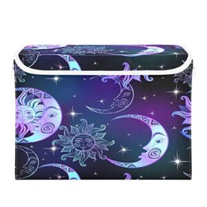 alaza purple moon sun star storage bins box collapsible cubes container basket for office bedroom home decor shelf closet