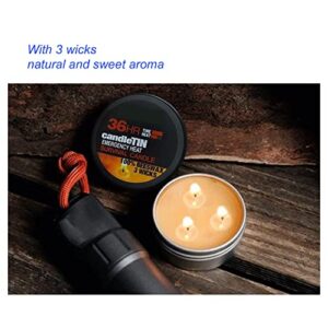 3 Wick Survival Candle, Beeswax Emergency Candle Natural Aroma 36 Hour Long Burning Candles, Outdoor Emergency Candle Light Source for Blackout, Camping, Fishing, Hunting