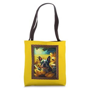 frenchton painting sunflower flower mom women floral tote bag