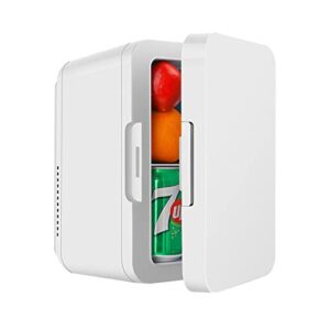 zhenroad mini fridge, 8l/8 can skincare fridge, portable 110v ac/ 12v dc cooler and warmer refrigerators for beverage, cosmetics, office bedroom, desk & college dorm room(white)