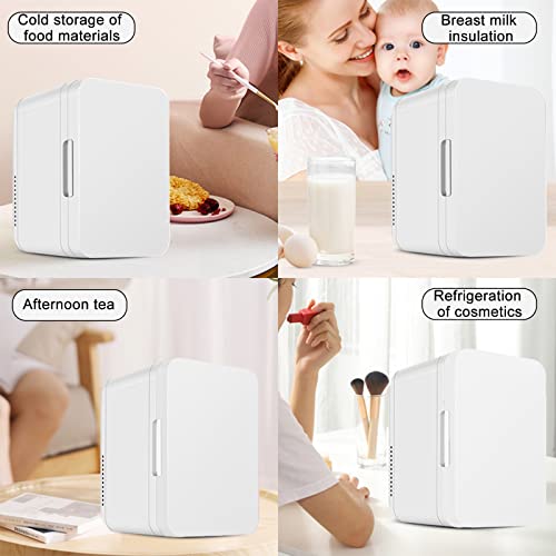 ZHENROAD Mini Fridge, 8L/8 Can Skincare Fridge, Portable 110V AC/ 12V DC Cooler and Warmer Refrigerators for Beverage, Cosmetics, Office Bedroom, Desk & College Dorm Room(White)