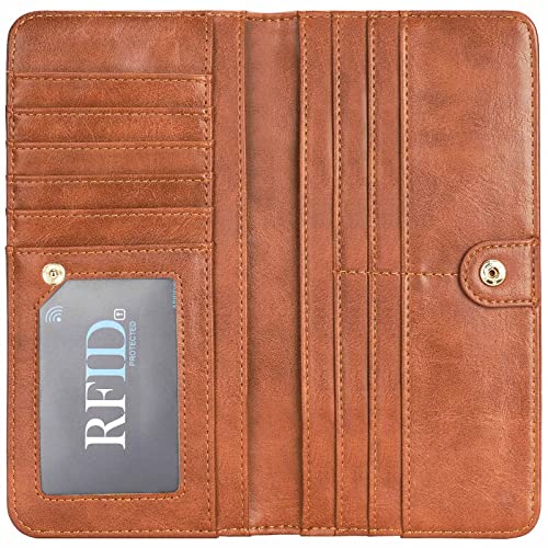 APHISON Wallet Women Ultra Slim Thin Leather Womens Wallet RFID Blocking Credit Card Holder Bifold Clutch Long Ladies Billfold