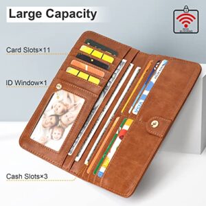 APHISON Wallet Women Ultra Slim Thin Leather Womens Wallet RFID Blocking Credit Card Holder Bifold Clutch Long Ladies Billfold