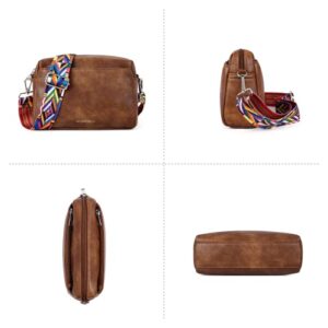 WESTBRONCO Small Crossbody Bags for Women, Shoulder Handbags, Wallet Satchel Purse with Adjustable Strap Brown