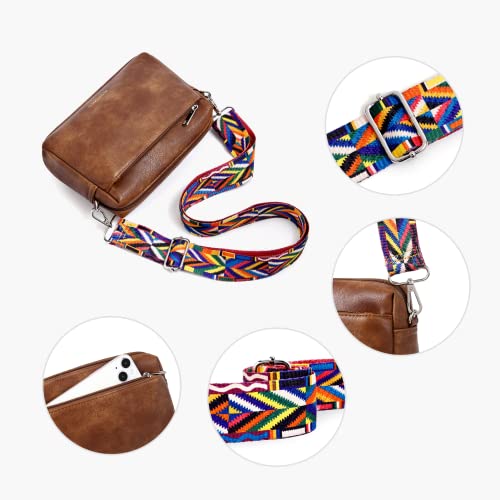 WESTBRONCO Small Crossbody Bags for Women, Shoulder Handbags, Wallet Satchel Purse with Adjustable Strap Brown