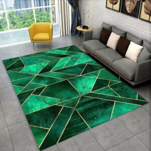 green 3d illusion rug carpet – door floor mat abstract geometric optical doormat, geometric patterned rug non-slip floor mat living room decor rug