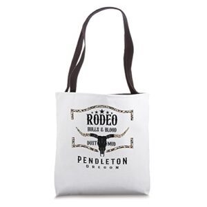 pendleton oregon – rodeo bulls & blood, dust & mud tote bag