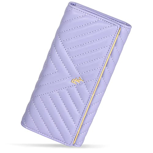 FEITH&FELLY Women's Wallet Large Capacity PU Leather Ladies Long Clutch Trifold Card Holder Travel Purse