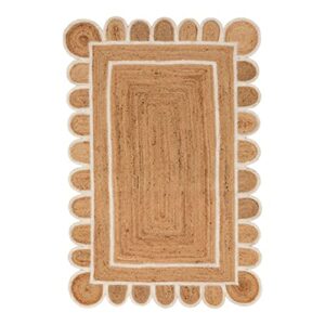 patel exports 4×6, 5×8, 6×9 natural jute scalloped rug, bohemian scallop rug, boho decor rug, area rug, handwoven jute rug, custom rug, decorative rug (5×8 scalloped rug)