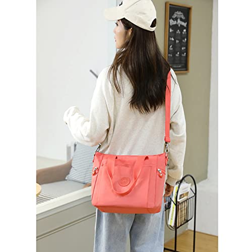 2023 Summer Female Multi-Color Large-Capacity Tote Bag, Women's Shoulder Handbags, Travel Canvas Bag for Women (Rose Red)