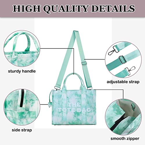 Canvas Tote Bags for Women, Large Tote Purse with Zipper Fashion Shoulder Crossbody Bag Handbag for Work, Travel, School