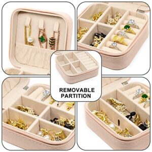 Small Jewelry Box, Travel Portable Jewelry Case for Ring, Pendant, Earring, Necklace, Bracelet Organizer Storage Holder Boxes, 1 pcs (Pink)