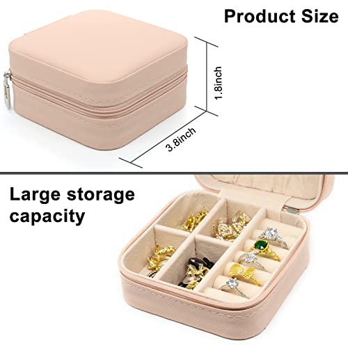 Small Jewelry Box, Travel Portable Jewelry Case for Ring, Pendant, Earring, Necklace, Bracelet Organizer Storage Holder Boxes, 1 pcs (Pink)