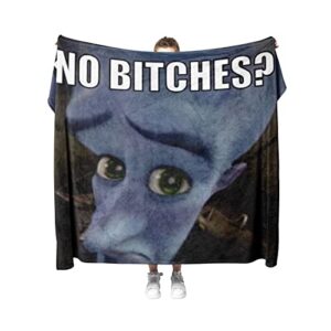 Zhangzhihua Megamind No Bitches Funny Meme Throw Blanket for Women Men Girls Boys Couch Sofa Bed Decor 60" x 50" (150cm x 130cm)