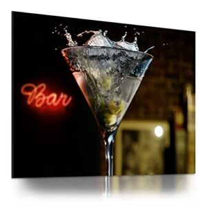 bulljive brands premium metal martini wall art | captivating floating mount display | wall décor for home bar kitchen and dining room | 3 sizes large to small