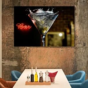 Bulljive Brands Premium Metal Martini Wall Art | Captivating Floating Mount Display | Wall Décor For Home Bar Kitchen And Dining Room | 3 Sizes Large To Small