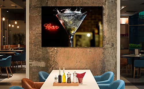 Bulljive Brands Premium Metal Martini Wall Art | Captivating Floating Mount Display | Wall Décor For Home Bar Kitchen And Dining Room | 3 Sizes Large To Small