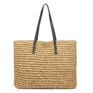 woven beach bags for women large straw bags woven straw tote beach bag with zipper summer handmade purse