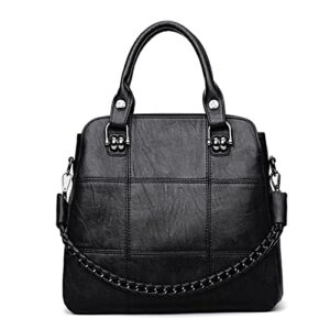 tuoig large capacity women’s simple shoulder handbags women’s chain soft leather crossbody casual tote bags (color : black, size : 11.8×3.93×11.1 inch)